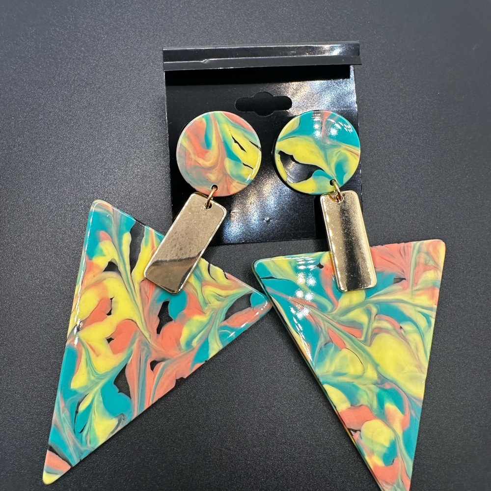 Colorful Geometric Earrings - Picture 3 of 3